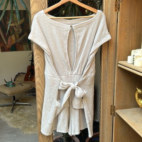 Free People Cream Pull Me In Waffle Knit Romper - Picture 10 of 14